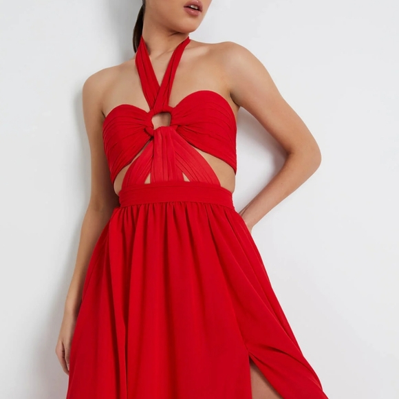 PatBO CUT-OUT HALTERNECK MAXI DRESS - CANDY RED. Size 6 - Picture 10 of 16